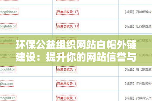环保公益组织网站白帽外链建设：提升你的网站信誉与流量