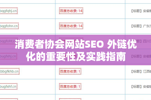 消费者协会网站SEO 外链优化的重要性及实践指南