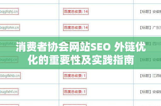 消费者协会网站SEO 外链优化的重要性及实践指南