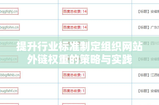 提升行业标准制定组织网站外链权重的策略与实践