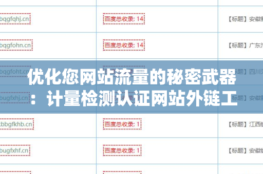 优化您网站流量的秘密武器：计量检测认证网站外链工具